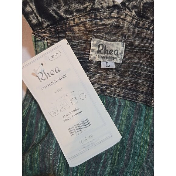 Rhea Patchwork Overalls 100% Cotton pockets adjustable shoulder strap Size L New - Picture 6 of 16